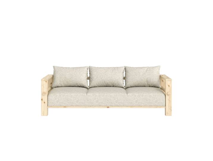 Sofa KARUP DESIGN Bare Sofa, Schlafsofa mit Boxspring, 3-Sitzer, Couch, Bettfunktion , beige (raw, soft chalk), B:225cm H:82cm T:94cm, Bezug: 100% Polyester. Kissenfülling: Schaumstoffgranulat, Sofas, Boxspring-Matratze mit Sprungfedern, 3 Rückenkissen, Made in Europe