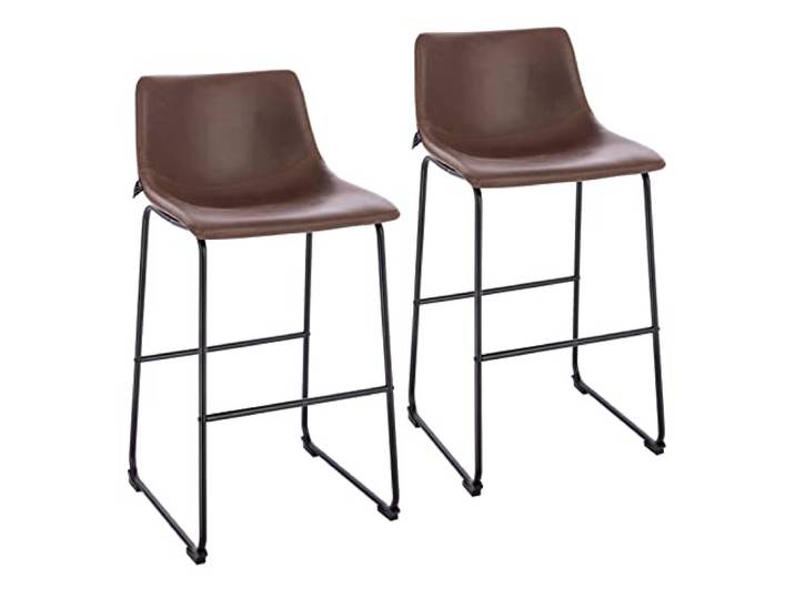 SVITA John 2-er Set Barhocker Barstuhl mit Rückenlehne Retro Kunst-Leder Braun