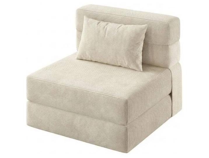 Canapé-lit Pliant-SALUT-3 en 1-Fauteuil-lit Convertible Pliable-Fauteuil Lit Pliant 1 Place Chauffeuse Et Siège d'Appoint-BEIGE