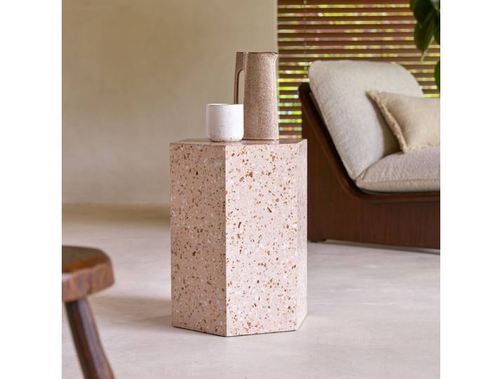 Sofaende aus Premium-Terrazzo Pink - Rosa - Premium terrazzo