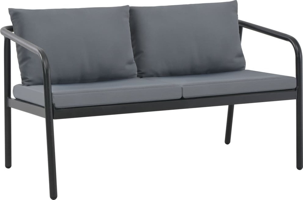 Natur24 Aluminium tuinbank voor twee personen met grijze kussens