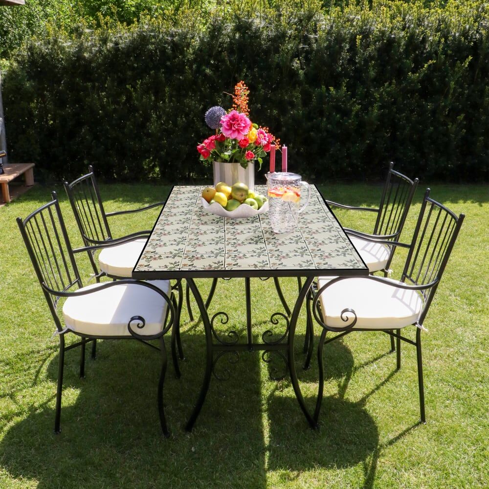 Axi Table bistrot, 4 chaises, mosaïque,romantique Rose 140x88x120cm