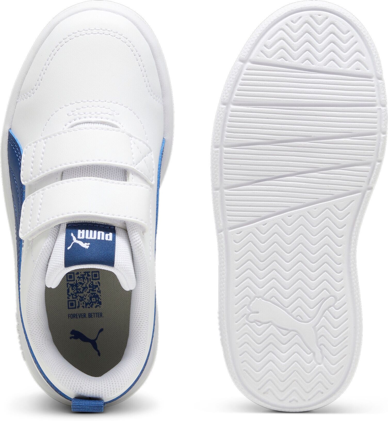 Sneaker PUMA "COURTFLEX V3 V PS", Jungen, Gr. 35, Textil, blau (puma weiß, clyde royal), Synthetik, Schuhe Sneaker, für vielseitige Aktivitäten, mit Textil-Innenfutter puma weiß, clyde royal 35, Textil