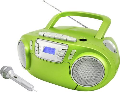 soundmaster SCD5800GR CD-Radio UKW USB, Kassette, Radiorecorder Inkl. Mikrofon Grün
