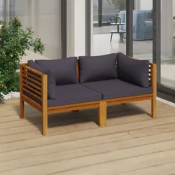 vidaXL 2-Sitzer-Gartensofa mit Kissen Massivholz Akazie