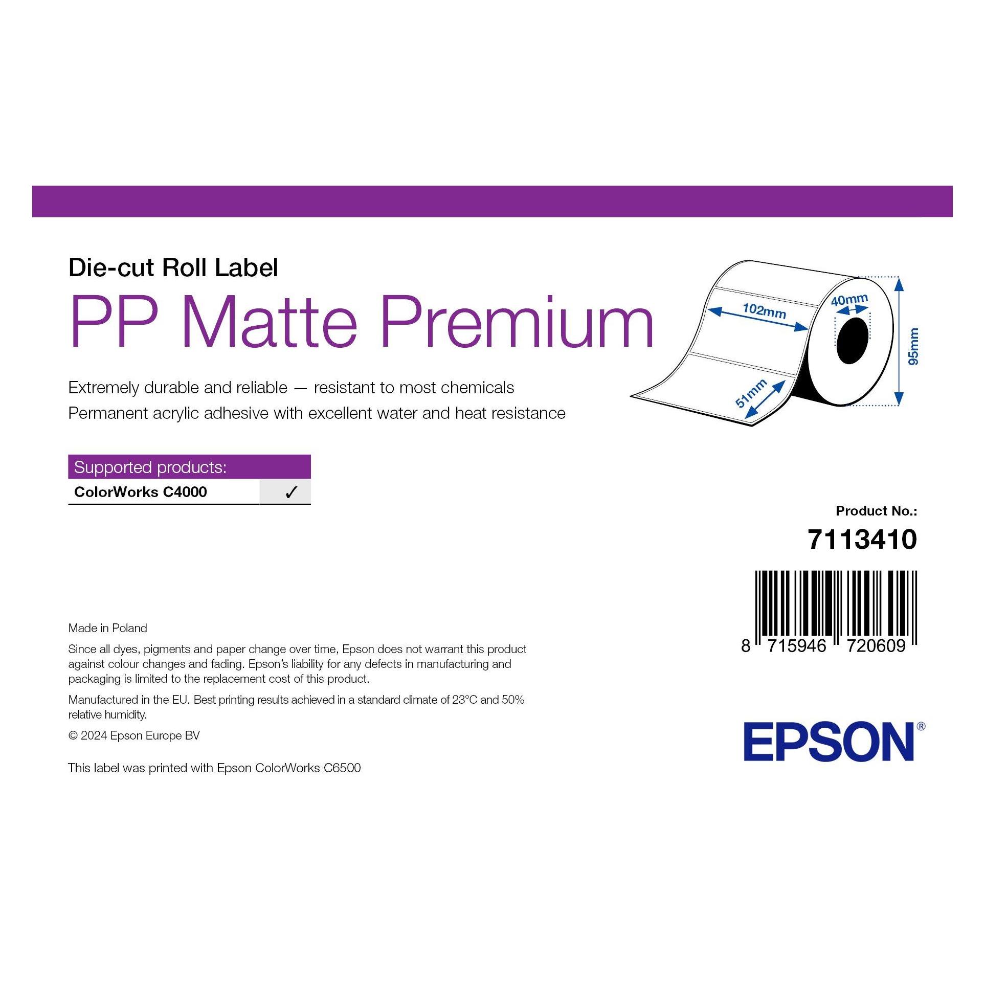 Epson Pp Matte Label Prem Die-Cut (102 mm) (7113410)