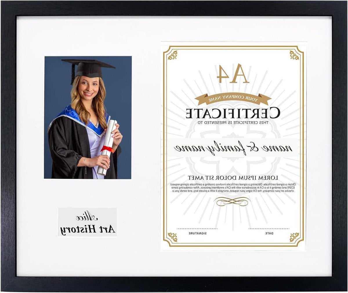 Afstudeer Certificaat Frame - Diploma Lijst voor A4 en 5x7 Foto's