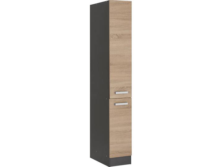 Apothekerschrank KOCHSTATION KS-Gera , grau (eiche, anthrazit), B:30cm H:200cm T:60cm, Holzwerkstoff, Schränke, Apothekerschrank, Breite 30 cm