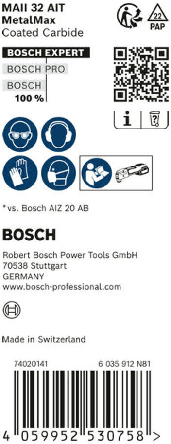 Bosch EXPERT MetalMax MAII 32 AIT Blat für Multifunktionswerkzeuge 70 x 32mm für oszillierende Multifunktionswerkzeuge (2608900023)