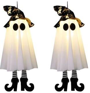 Uplift Picks Light Up Witch Ghost Halloween Hanging Decoration 2 Pcs