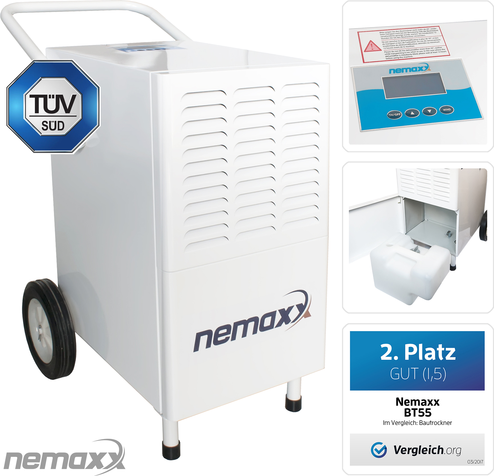 Nemaxx BT55 Bautrockner Kondenstrockner Luftentfeuchter Raumentfeuchter Entfeuchter Trockner (max. 55l/Tag)