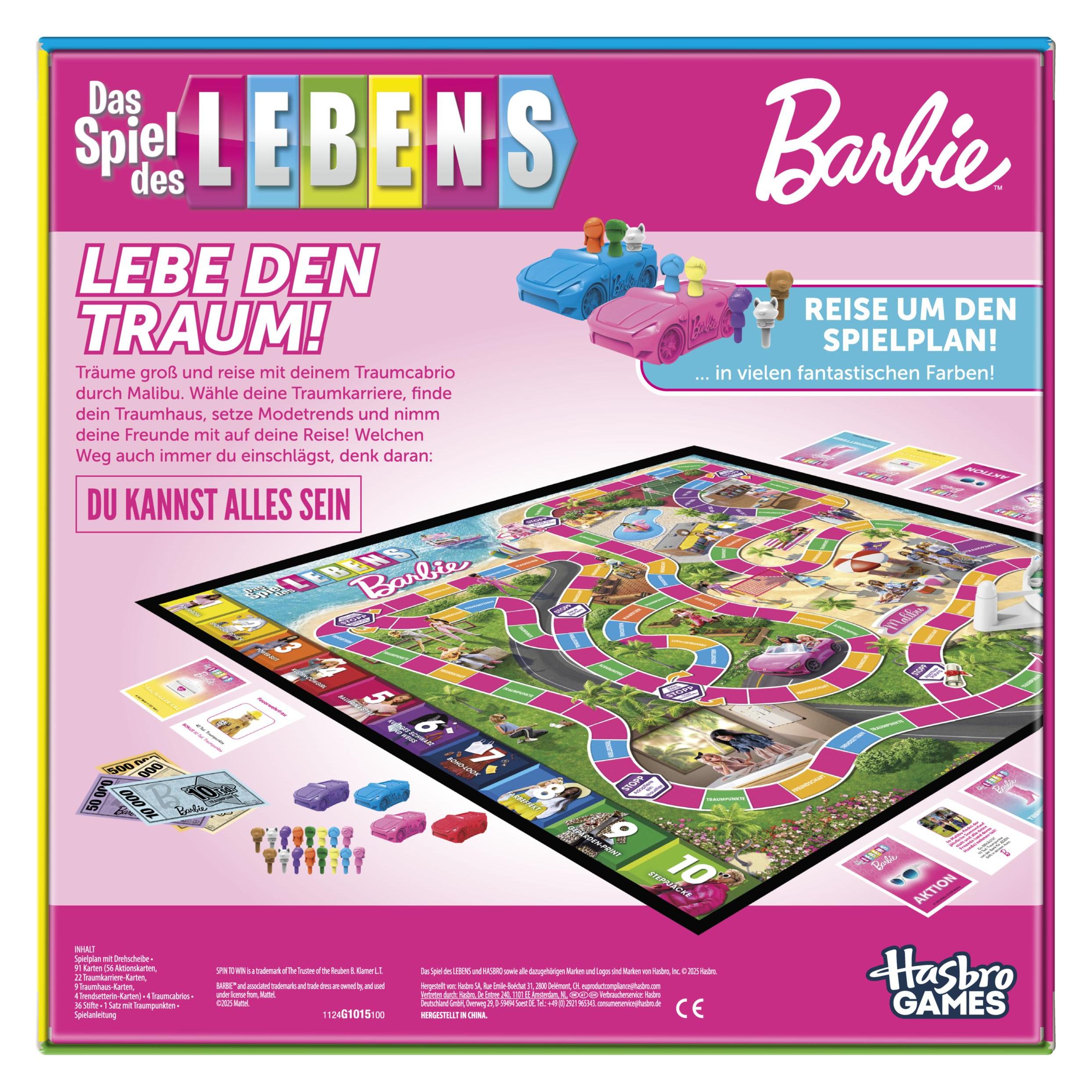 Life Das Spiel des Lebens: Barbie Edition Brettspiel (Deutsch, 2 - 4 Spieler) (G1015100)