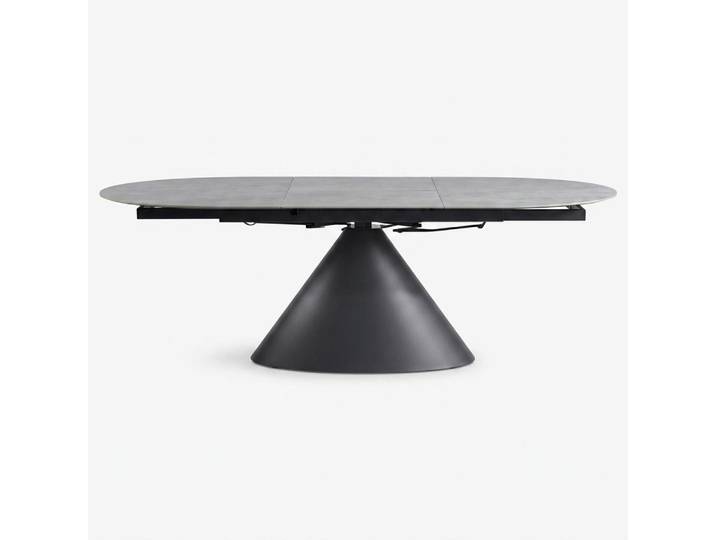 JVmoebel Esstisch Modern Aesthetischer Ausziehbarer Esstisch Grau Oval Kegelfuß Keramik (1-St., 1-tlg)