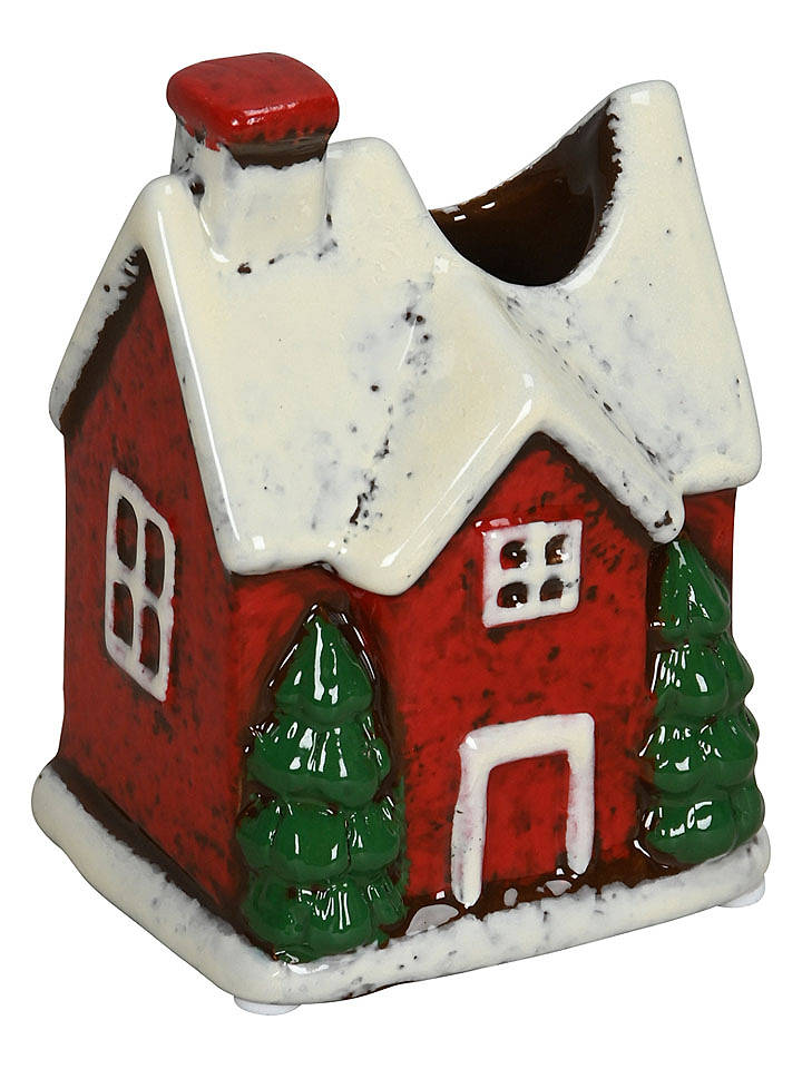 POSIWIO Kerzenhalter "Haus" in Rot/ Weiß - (B)8 x (H)10 cm - onesize