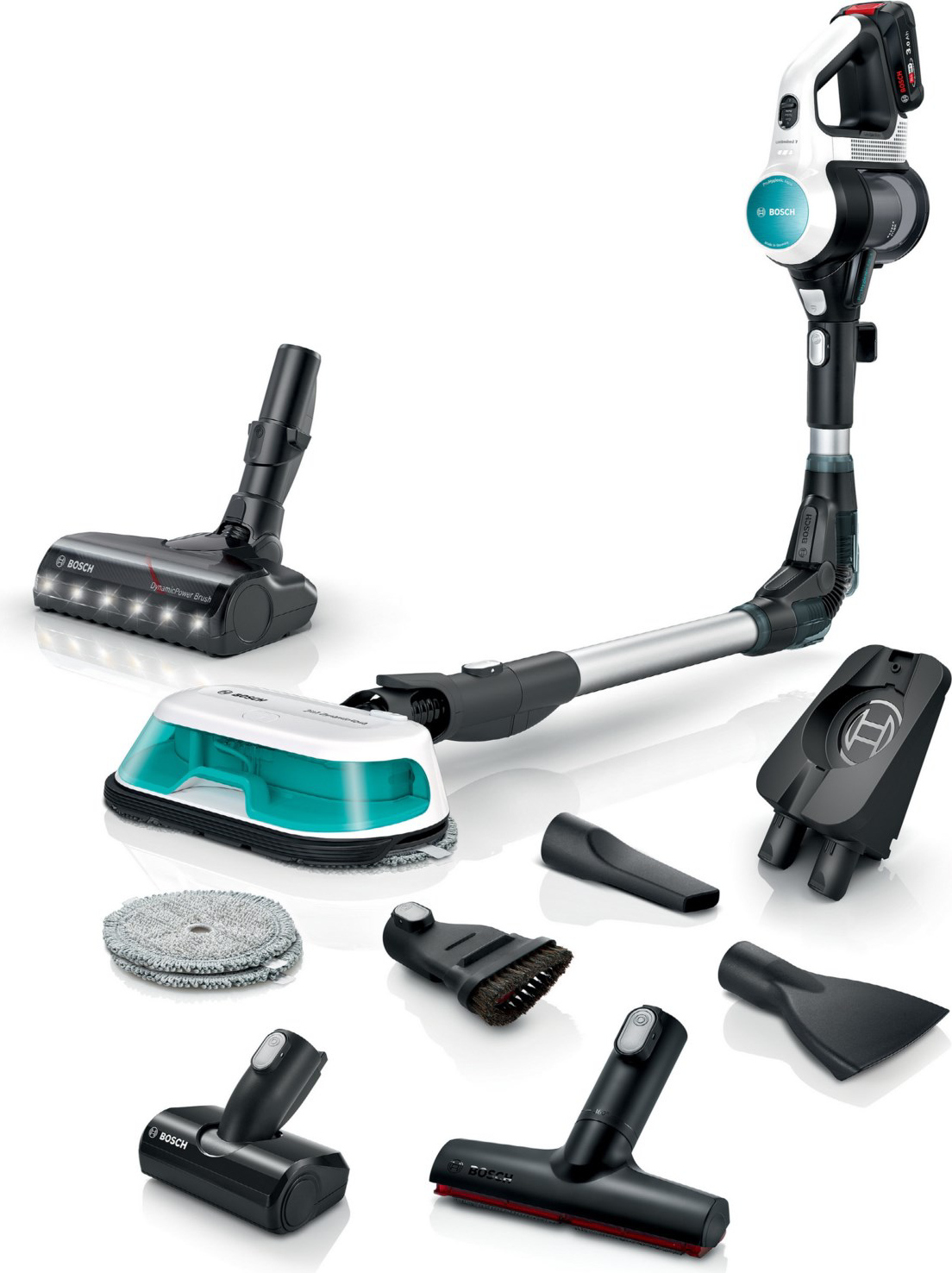 Bosch BKS71HYG3, 2-in-1-Stabstaubsauger, Beutellos, Schwarz, Weiß, Trocken&Nass, HEPA, Filterung