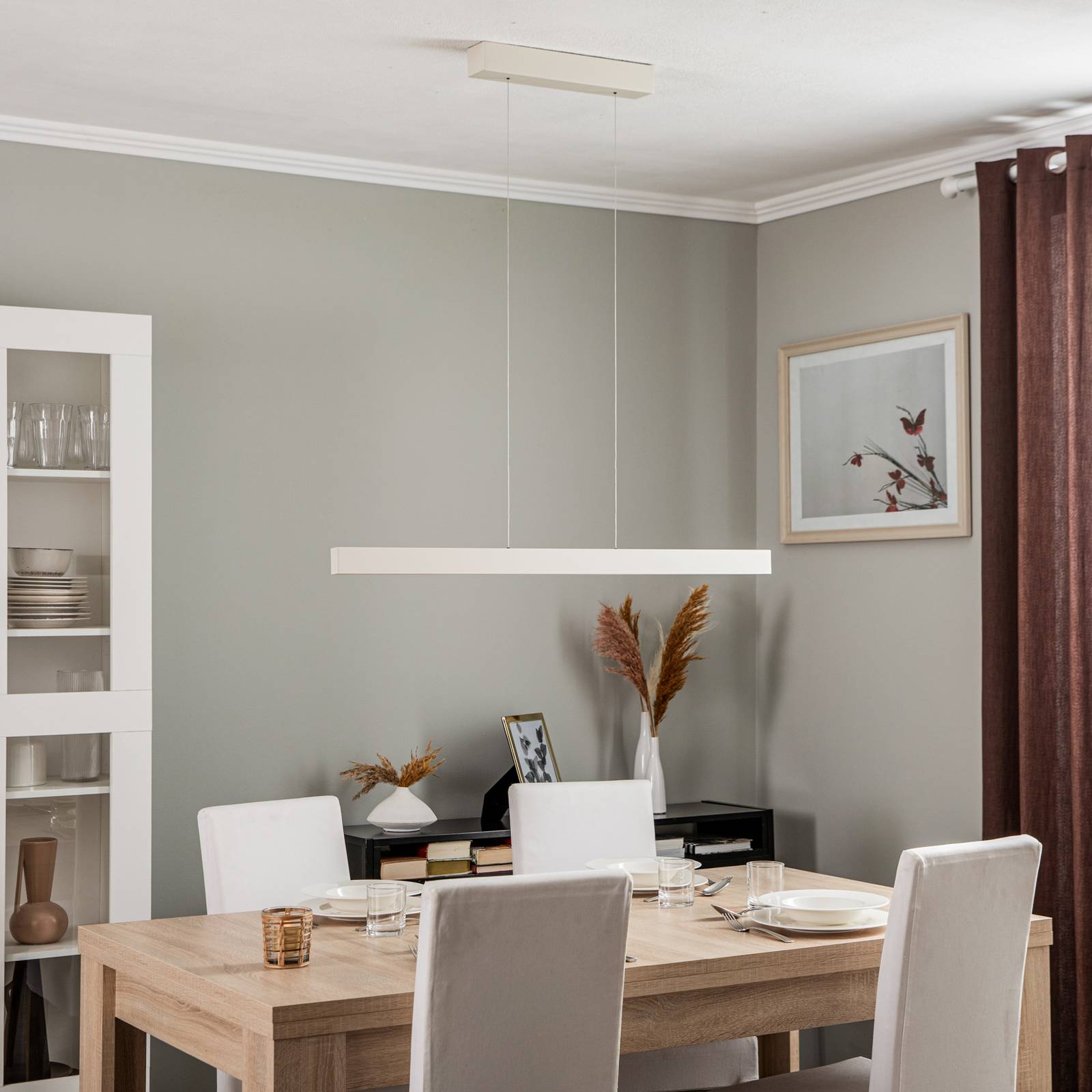 Hängelampe Broll Argon, weiß / opal, für Wohn- / Esszimmer, Metall, Modern