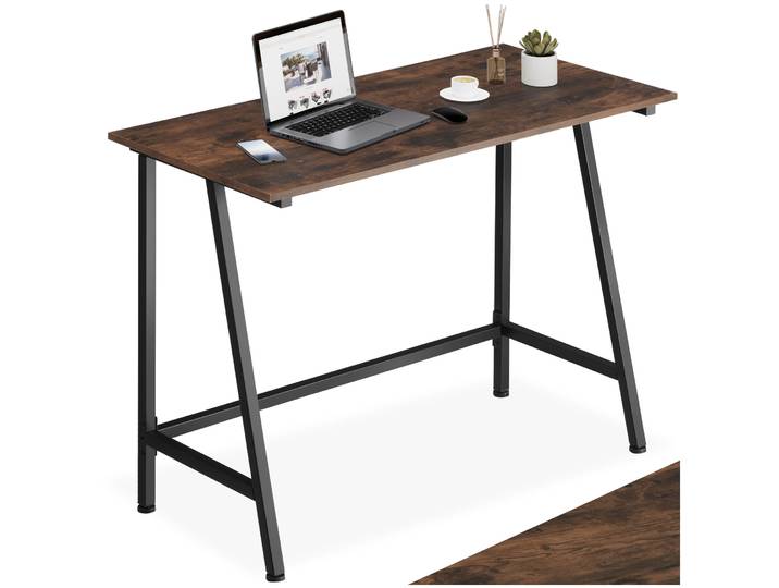 Schreibtisch Newton 100x50x77cm - Industrial Holz dunkel, rustikal