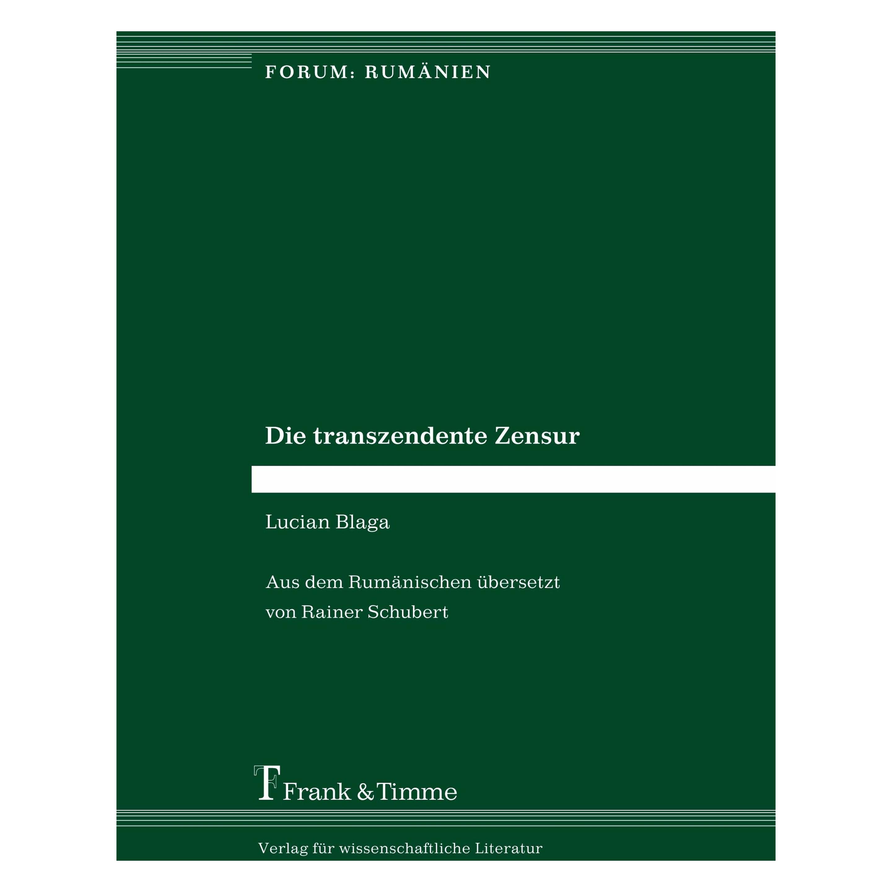 Frank & Timme Die transzendente Zensur (Deutsch, Softcover, Lucian Blaga) (55590248)