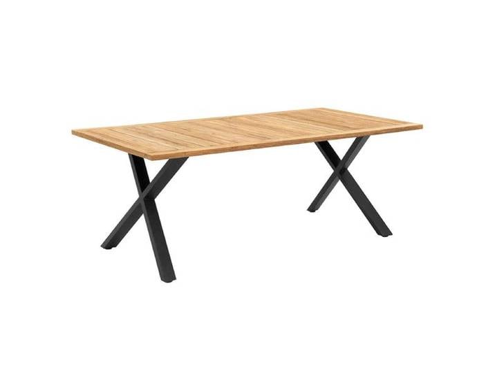 OUTLIV. Gartentisch 200x100cm Stahl/Teak recycelt Schwarz Braun