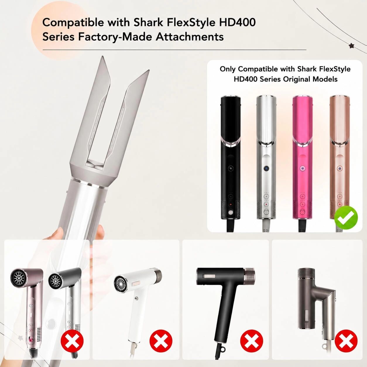 INF Haarglättungsaufsatz Ersatz kompatibel mit Shark FlexStyle HD400 – weiße ABS-Glättungsdüse
