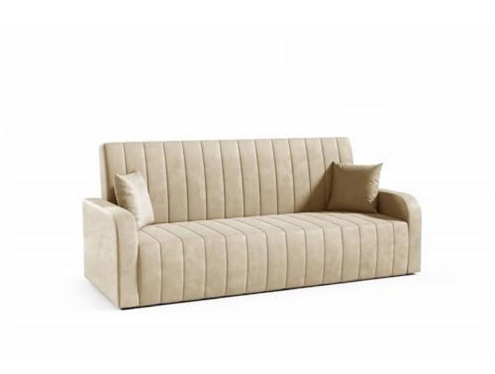 LIKMA Beige Vielseitiges 3-Sitzer 214 cm Sofa mit Schlaffunktion und Bettkasten Otto - Velvet Schlafcouch - Moderne Wohnzimmer Couch - Sofa mit Bettfunktion - Schlafsofa, Stoff: Jasmine 22