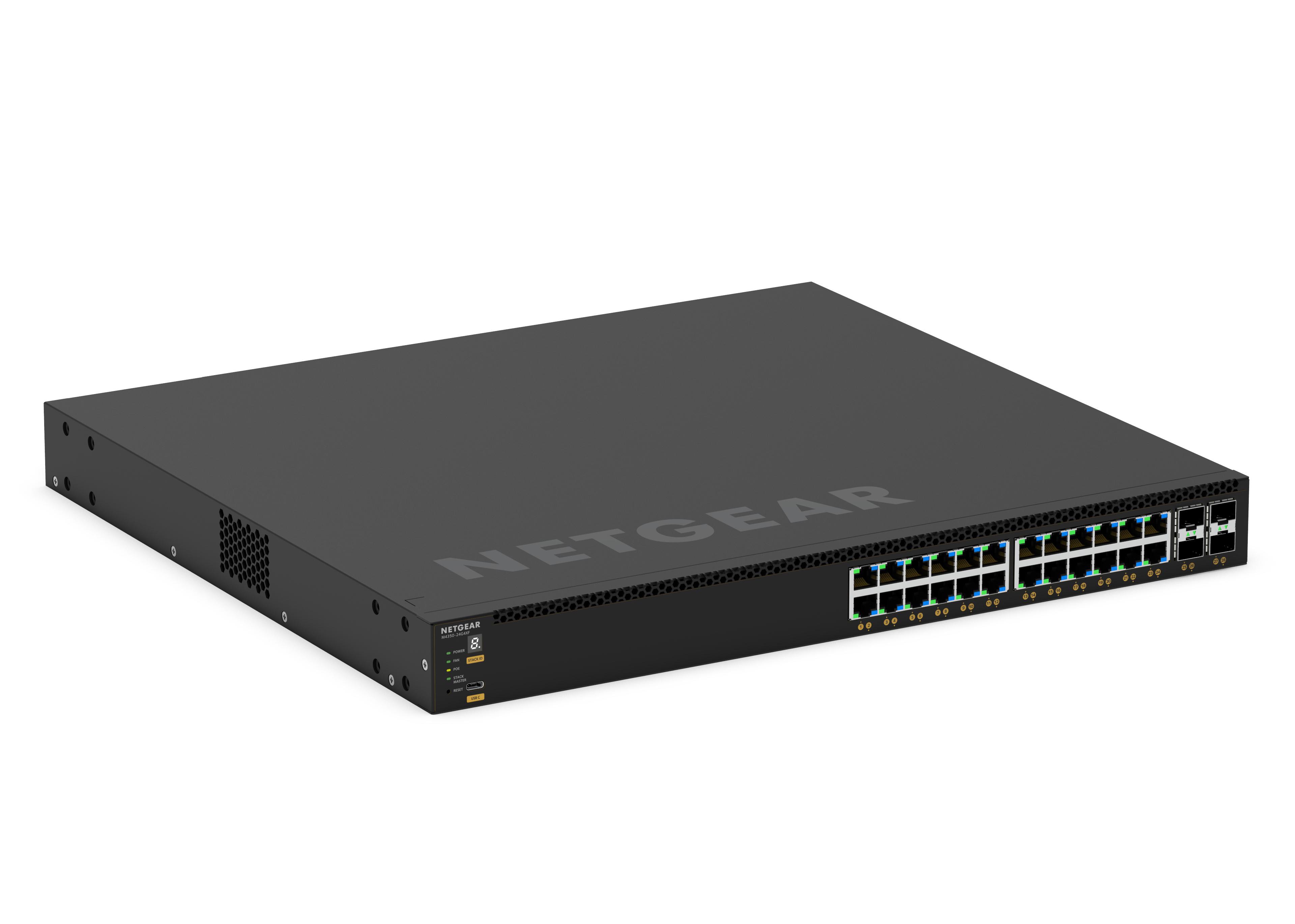 NETGEAR M4350-24G4XF (GSM4328)-24x1G PoE+ (648W base, up to 720W) and 4xSFP+ Managed Switch GSM4328-100NES