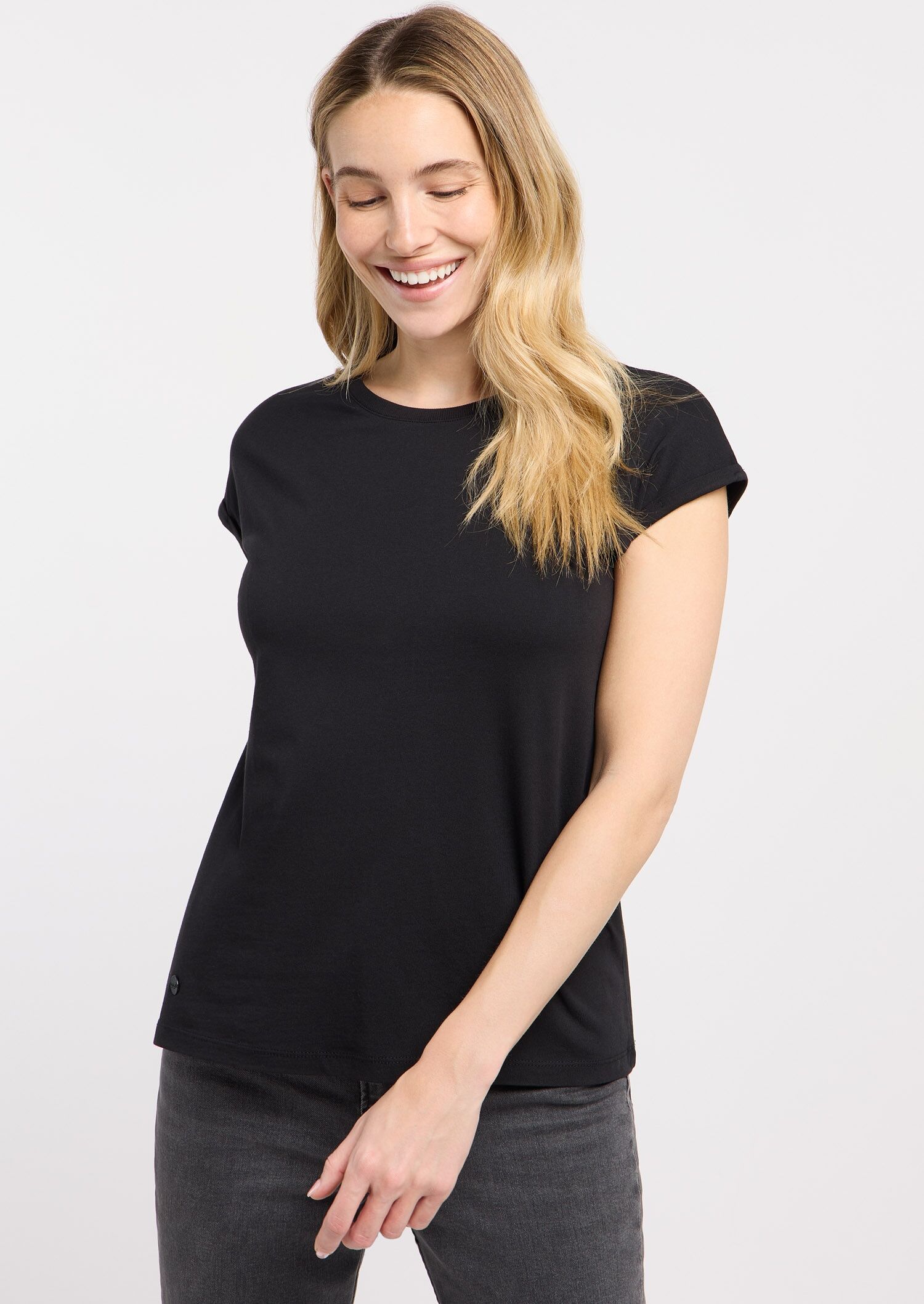 Kurzarmshirt RAGWEAR "DIONA", Damen, Gr. XXL, schwarz, Jersey, Obermaterial: 50% Baumwolle, 50% Modal, unifarben, normal, Rundhals, Shirts Kurzarmshirt, Bestseller aus fliessender Baumwoll-Modal-Mischung schwarz XXL