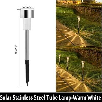 Uplift Essentials Solar Outdoor Lights Waterproof Landscape Lighting (10 Pack) stainless warm Light