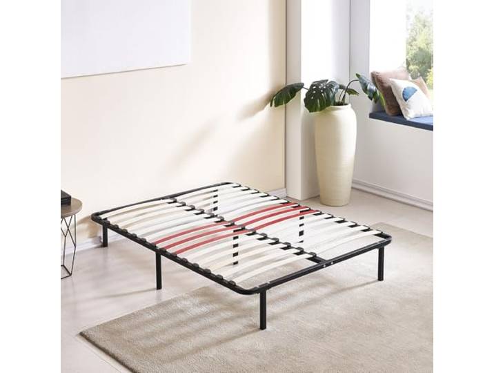 SAMPUR - Lattenrost OrthoFlex 160 x 200 cm robust und bequem 7 Füße inklusive verstärkter Lendenbereich Metallrahmen mit Epoxid-Beschichtung schnelle und einfache Montage (mit Fuß)