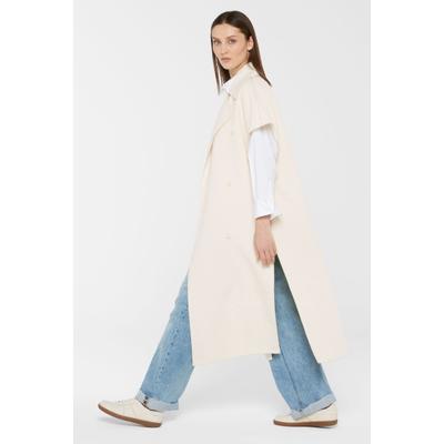 Longweste SENSES.THE LABEL, Damen, Gr. S/M, weiß, Web, Material: 50% Wolle, 50% Polyester, unifarben, regular fit lang, Westen Longweste, mit Schlitze an den Seiten