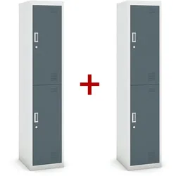 Metallspind S3 1+1 GRATIS, 2 Abteile, zerlegt, Zylinderschloss, grau/dunkelgrau