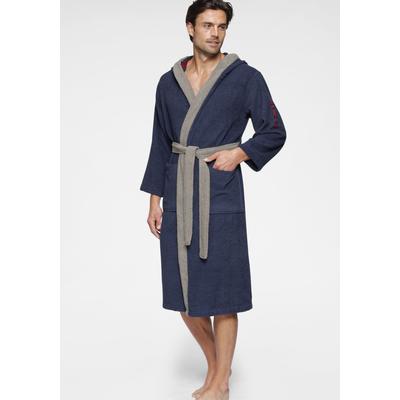 Unisex-Bademantel KANGAROOS "Henry, ideal für Sauna & Spa, Hotelbademantel, Morgenmantel" Gr. XL, blau (marine), L:125cm, Walkfrottee, Hausmäntel, Bademäntel für Damen & Herren, Logostickerei, S-3XL