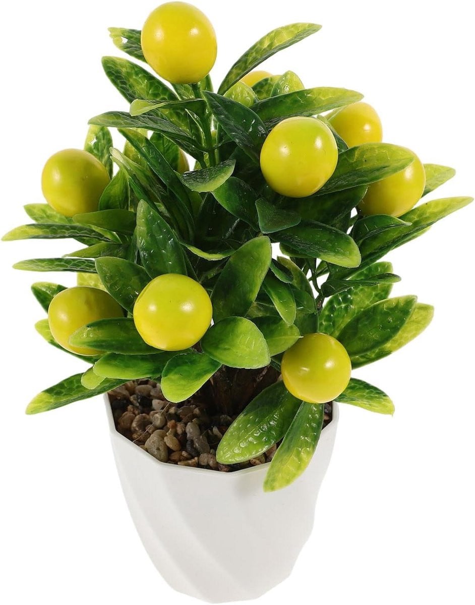 Realistische Kunstmatige Citroenboom Nep Bonsai Decoratie Hoogte: 25 cm - Veelkleurig
