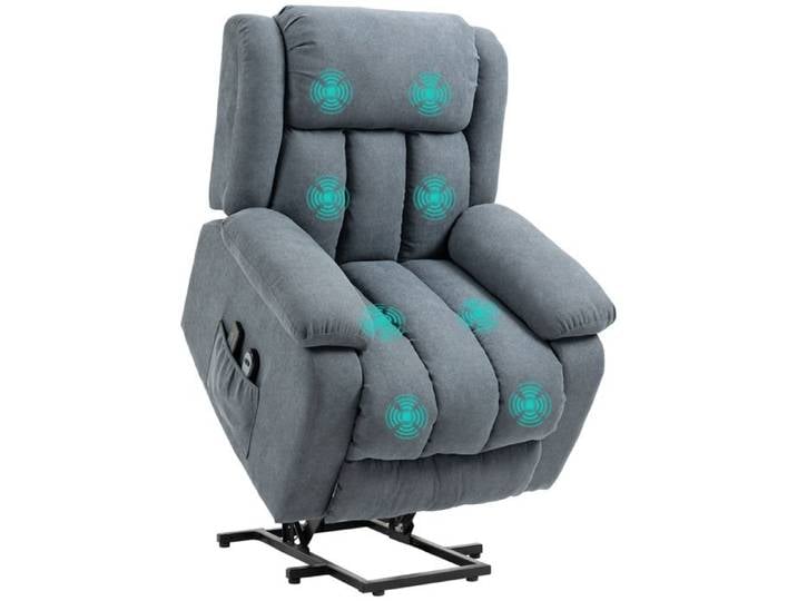Alzapersona Fauteuil Relax Électrique Gris Reclinable 135° avec Repose-pieds 8 Massages 180 kg