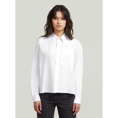 Langarmshirt G-STAR "One Pocket Regular Hemd", Damen, Gr. L, weiß, Obermaterial: 69% Baumwolle, 31% Polyester, Shirts Langarmshirt