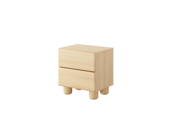 Ravio Nachttisch Cervi H 50 cm Eiche Vicenza - mit 2 Schubladen und abgerundeten Fronten, Eichefarben, Holz, Rechteckig, 50x52x38 cm, Schlafzimmer, Nachtkästchen
