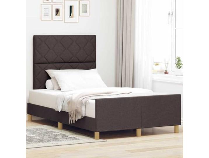 Stoffpolsterung Minimalismus Plattformbett Dunkelbraun 120 x 190 cm Bettgestell mit Kopfteil Dunkelbraun 120x190 cm Stoff Polsterbett Plattformbett Minimalistisch mit Schaumfüllung für