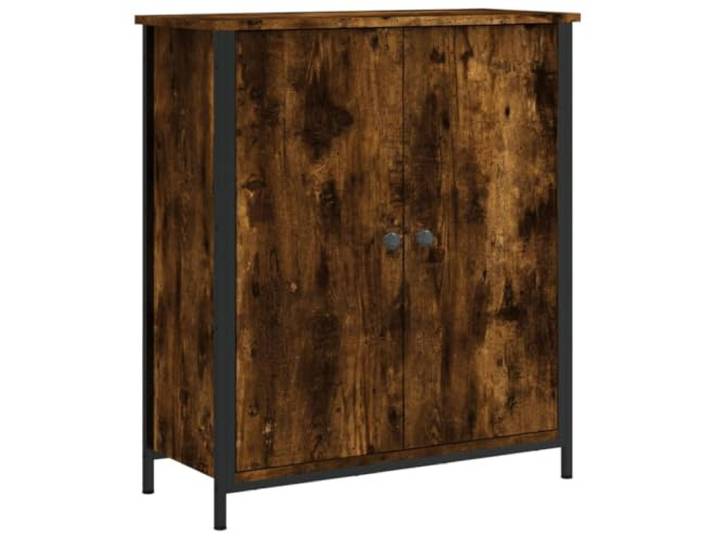 LASWWQMRF Sideboard Räuchereiche 70x30x80 cm Holzwerkstoff Schrank Kompakter Beistellschrank für Wohnzimmer und Flur mit verstellbaren Beinen und Stahlelementen in Räuchereiche-Optik.