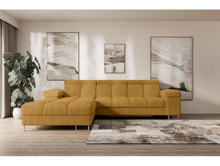 ALTDECOR Ecksofa mit Schlaffunktion und Bettkasten - COMA L - 271x203x79 - Hellgrau Corner Sofa Eckcouch Couch L-Form, links/rechts angeordnet, Schlafcouch Ausziehbar Wohnlandschaft