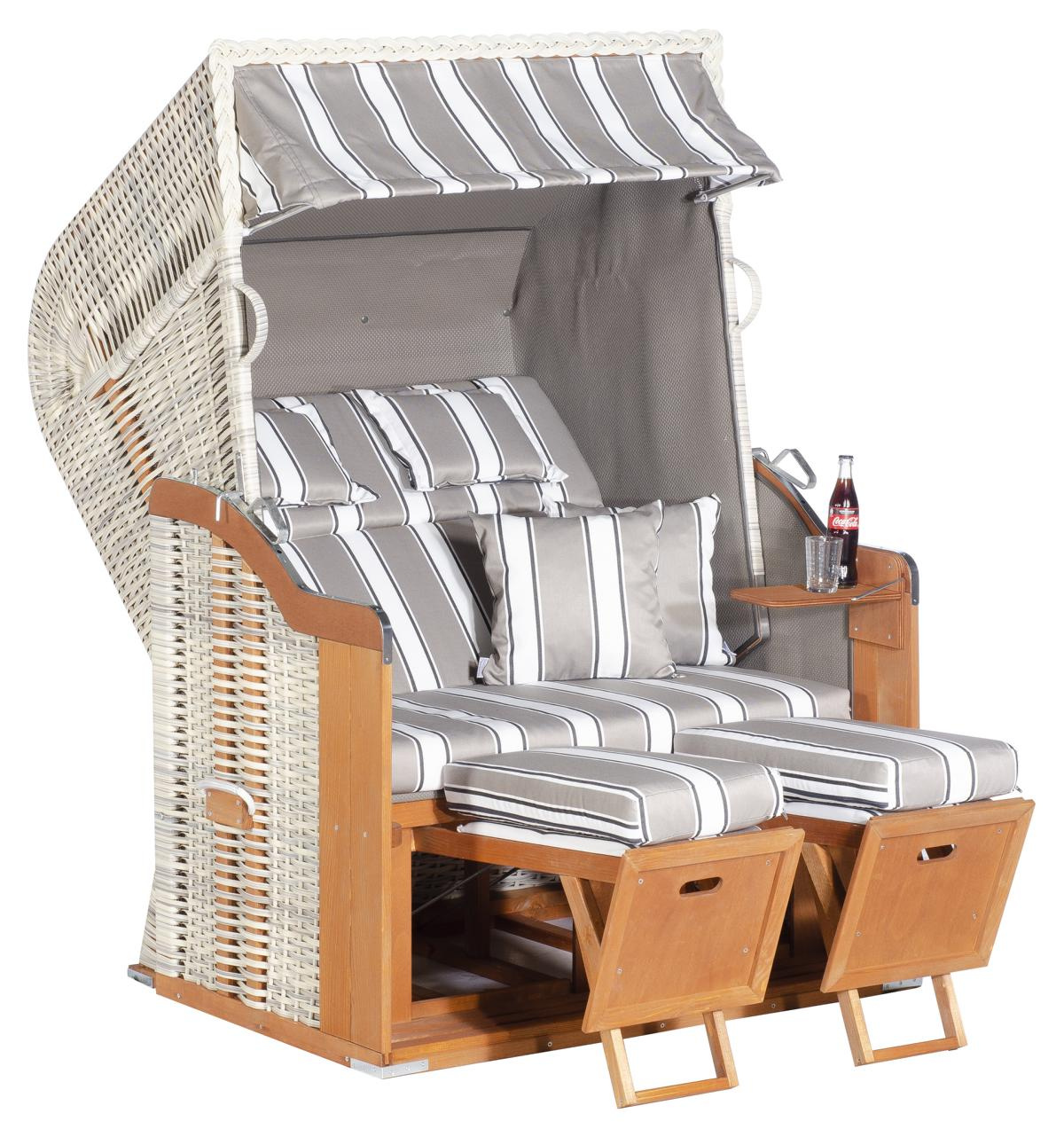 MUESING Gartenstrandkorb Rustikal 255 PLUS 2-Sit zer, Halbliegemodell Kunststoffgeflecht 16929276