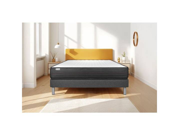 Ensemble Matelas Sommier 150x200 cm - Sommier Gris (en kit) - Vitalpower Gris