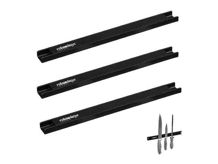 Relaxdays magneetstrip gereedschap, set van 3, ca. 30 cm lang, staal, zwart