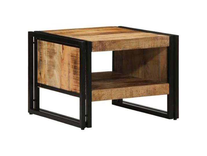 Couchtisch 50x50x38cm Massivholz Rohholz Mango Mangoholz massiv, roh verarbeitet, Wohnzimmer, Flur, kompakte Abmessung, quadratische Tischplatte, stabile Konstruktion