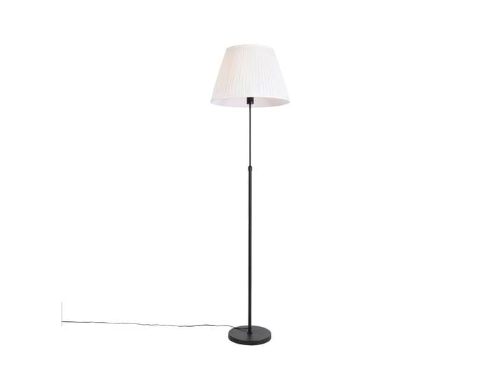 Lampadaire noir avec abat-jour plissé crème 45 cm réglable -