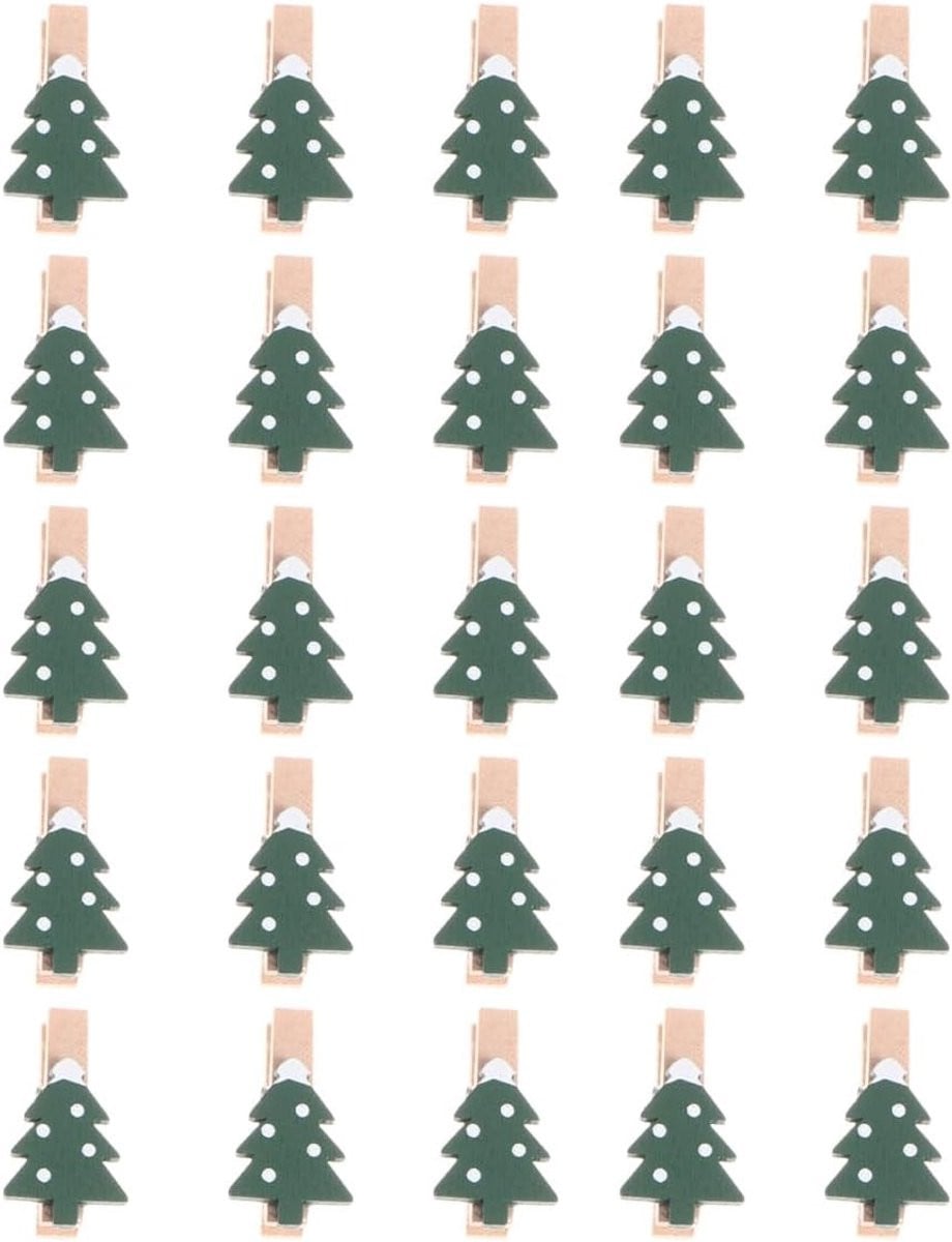25 Mini Houten Wasknijpers voor Kerstdecoratie