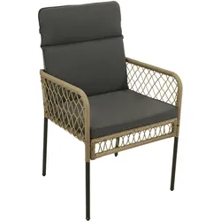 Sessel RAVALLO, Metall + Geflecht naturfarben, mit Polster