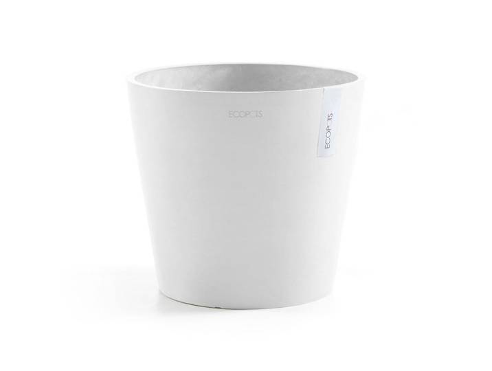 Ecopots Blumentopf mit Wasserreservoir Amsterdam 30/25,9 cm Weiß, Kunststoff, Beton Optik, Rund, 25.9 cm, Dekoration, Blumen & Blumentöpfe, Übertöpfe