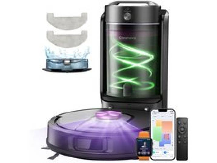 Vactidy Cleanova WV15-Aspirateur Robot Laveur avec Station sans Sac 4L-18000Pa-200Min-Navigation LiDAR-Boost tapis