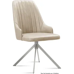 ESSZIMMERSTUHL (4er-Set) Dorrit 52x91x60 Edelstahl/Natur