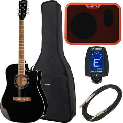 Harley Benton D-120CE BK Joyo Bundle noir haute brillance